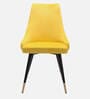 Davidson Velvet Dining Chair In Yellow & Black Colour