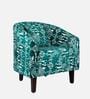 Davina Fabric Lounge Chair In Blue Colour With Footstool
