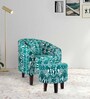 Davina Fabric Lounge Chair In Blue Colour With Footstool