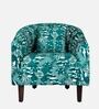 Davina Fabric Lounge Chair In Blue Colour With Footstool