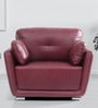 Evok Davion Leatherette 1 Seater Sofa in Maroon Colour