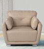 Evok Davion Leatherette 1 Seater Sofa in Beige Colour