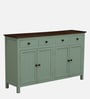 Davos Mango Wood 4 Door Sideboard In Light Green Colour