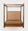 Dawn Poster King Size Bed In Dark Walnut Finish With Hydraulic Storage