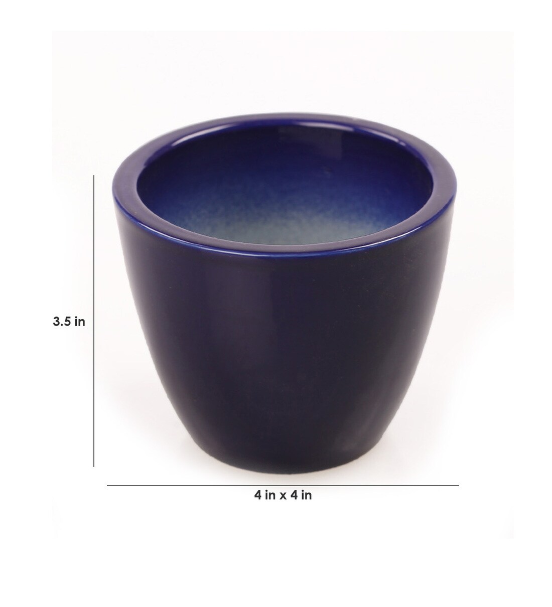 Buy Navy Blue Ceramic Table Top Planter, Set of 2 by Decardo Online
