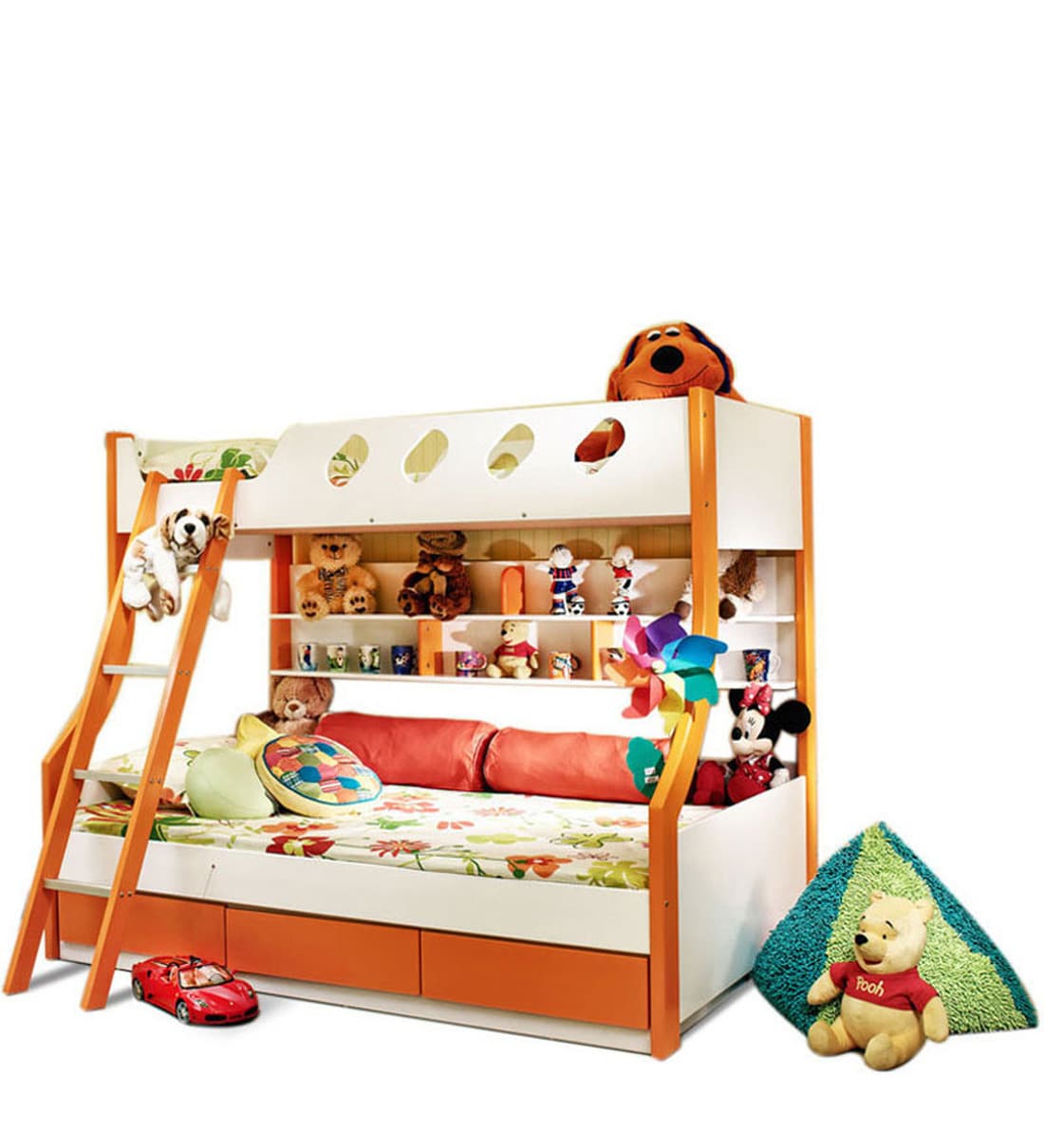 Buy Deccan Bunk Bed for Kids in Orange Color by HomeTown Online Bunk