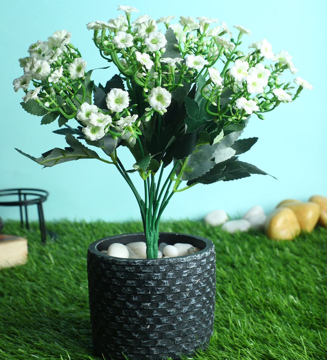 Buy White Polyester Artificial Flower, Pack of 2 by Pollination Online
