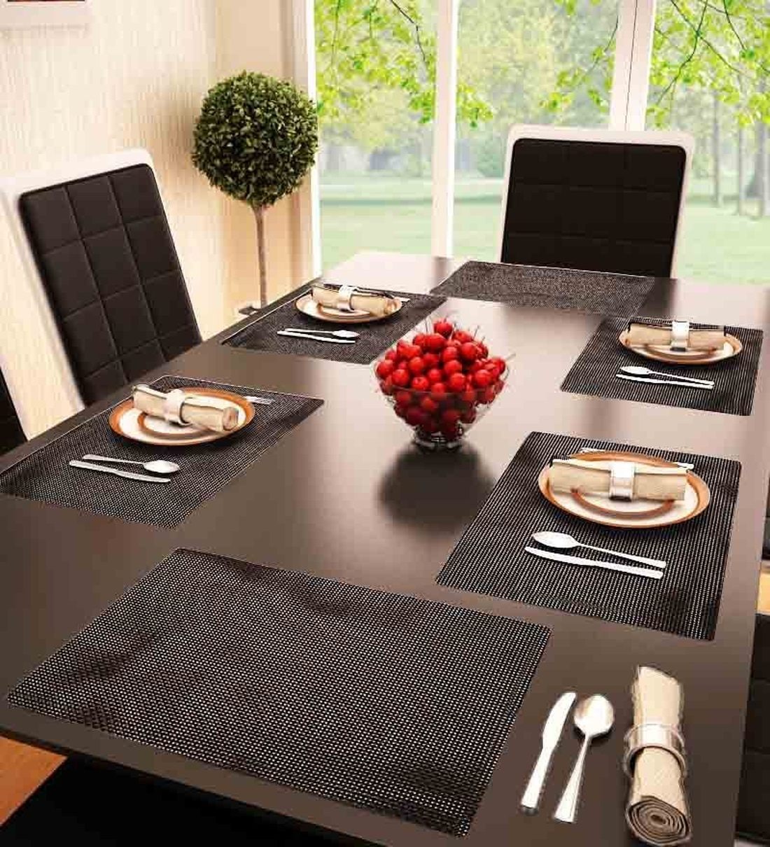 Buy Brown PVC Solid Placemats Set of 6 by Decorika Online Placemats