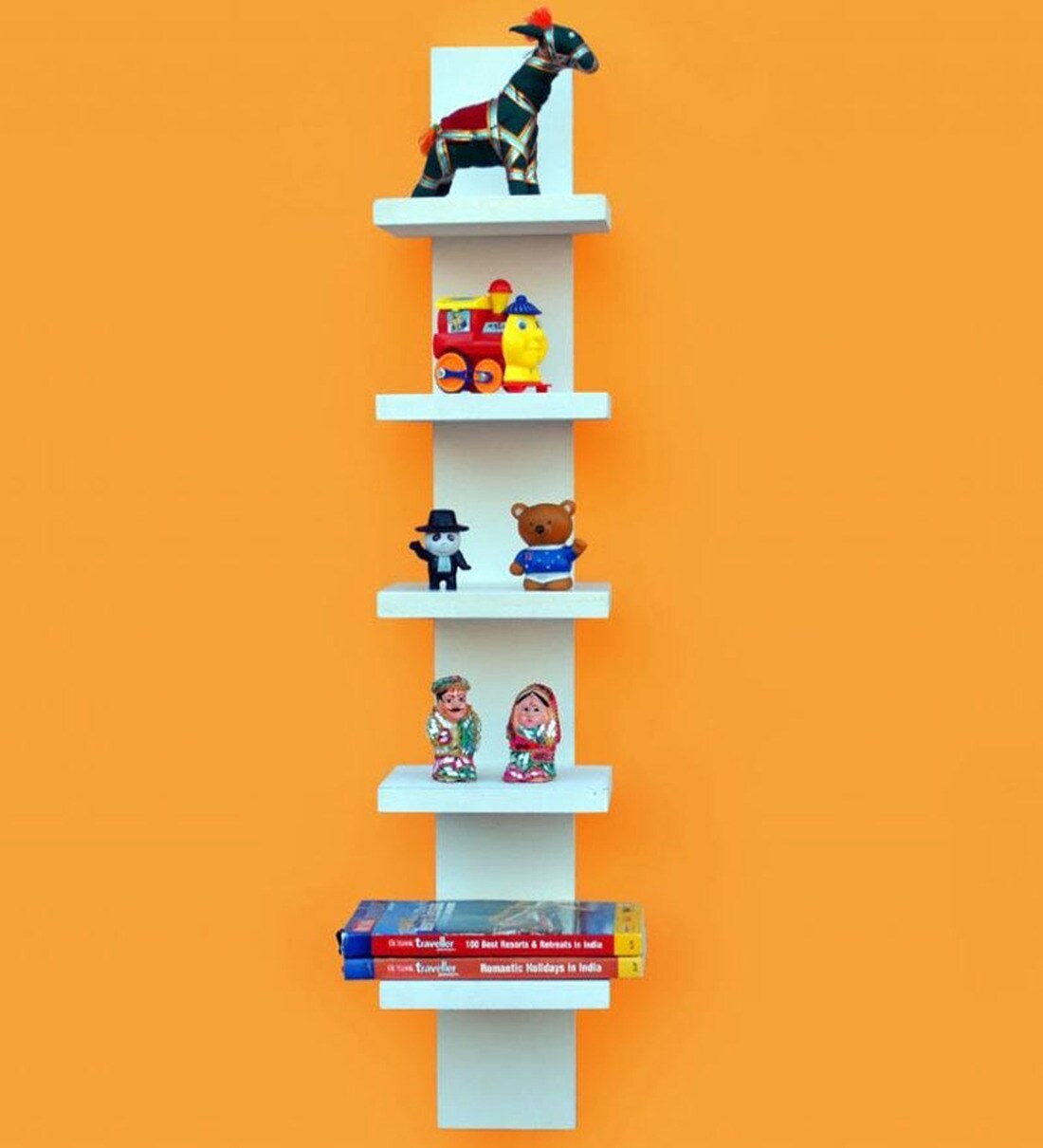Buy Spine 5 Tier Wall Shelf in White Finish by AYHM Online Eclectic