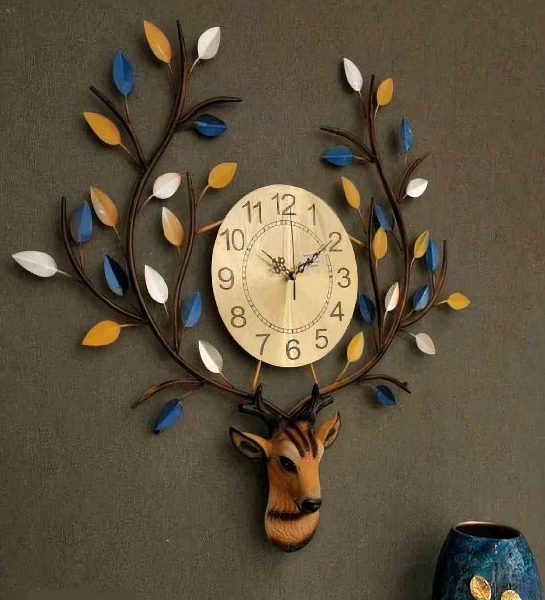 Buy Deer Horn Wall Clock by Radhika Handicrafts Online Novelty Wall