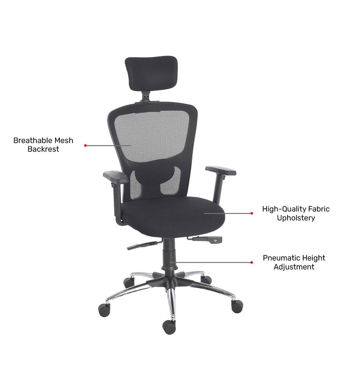 Buy Define Premium High Back Ergonomic Chair in Black Colour by Durian ...