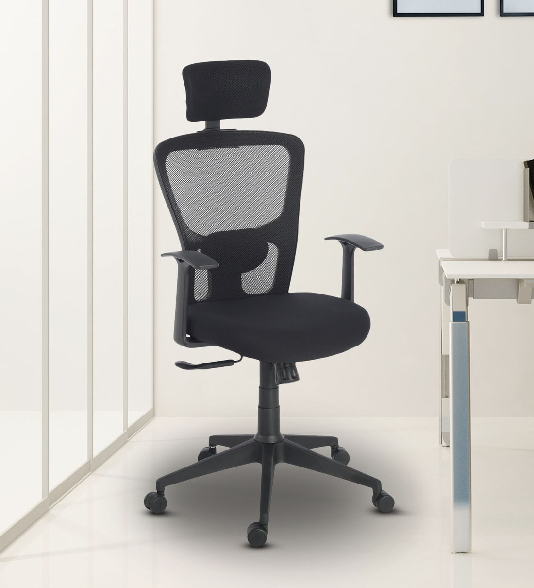 Buy Define Standard High Back Ergonomic Chair in Black Colour by Durian Online High Back