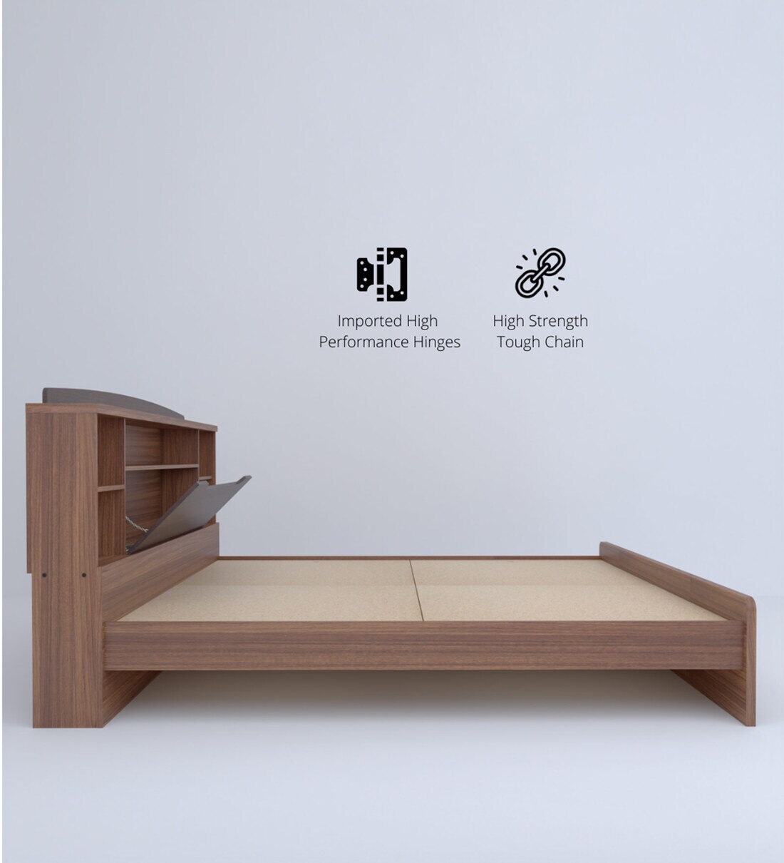 Buy Denver King Size Bed in Teak Finish by Neudot Online Modern King