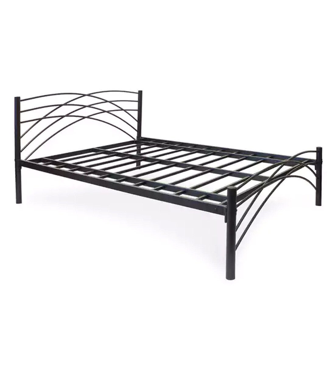 Buy Metallika Denver Queen Size Bed in Black Finish by FurnitureKraft