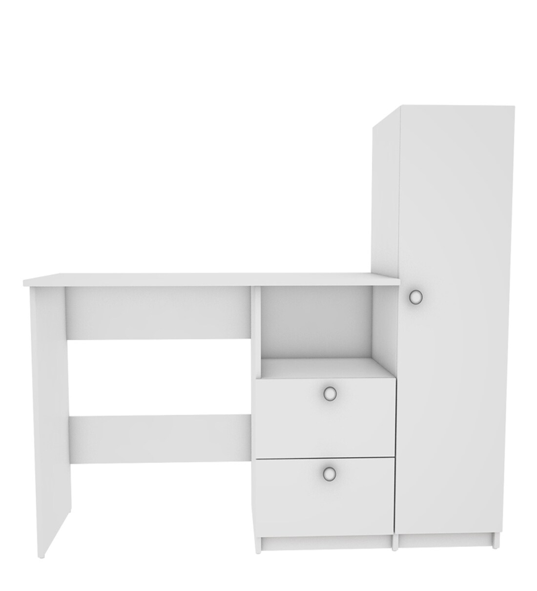 Buy Derrick Hutch Desk in Frosty White Finish by Woodbuzz Online