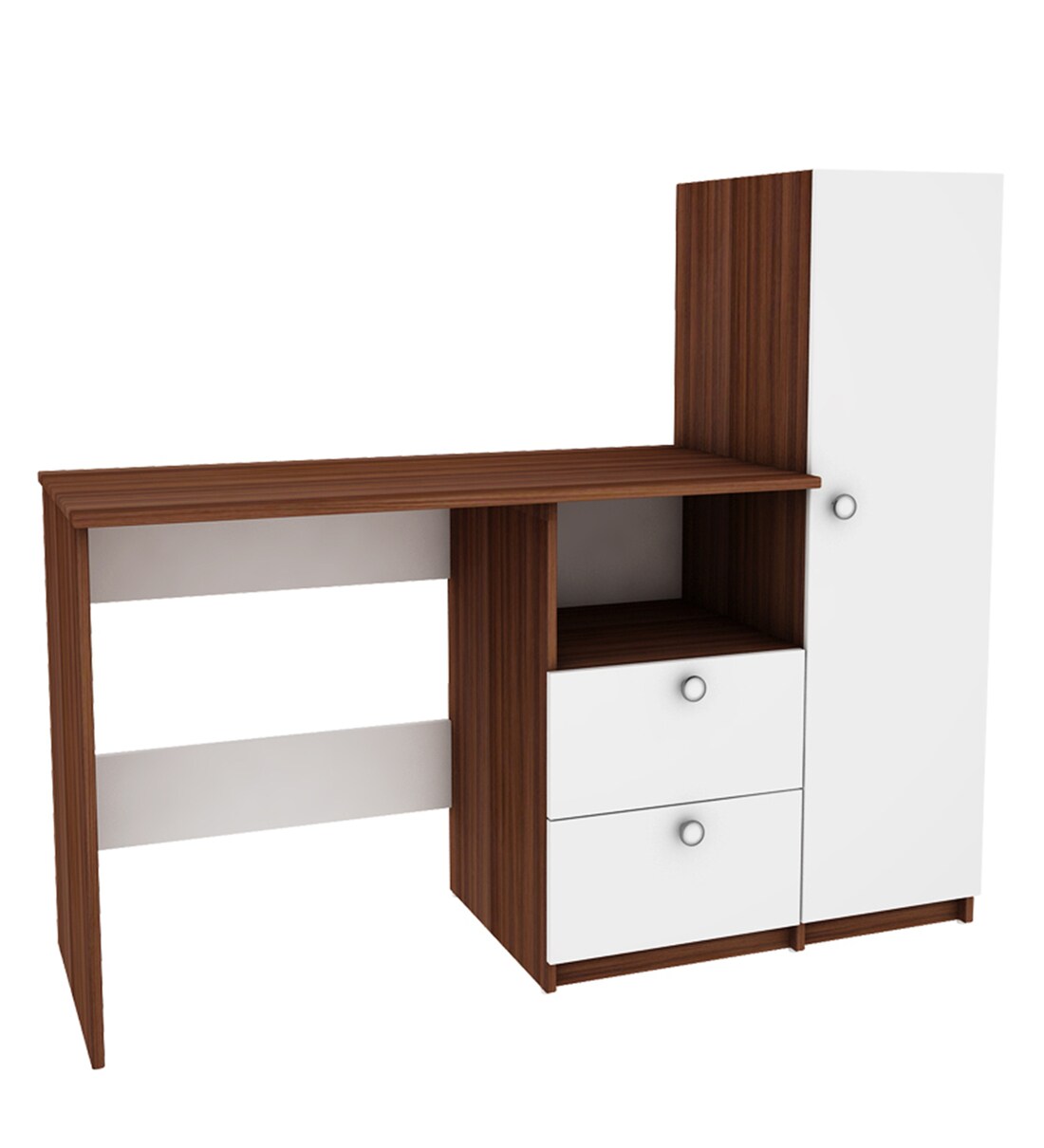 Buy Derrick Hutch Desk in Walnut & Frosty White Finish by Woodbuzz ...