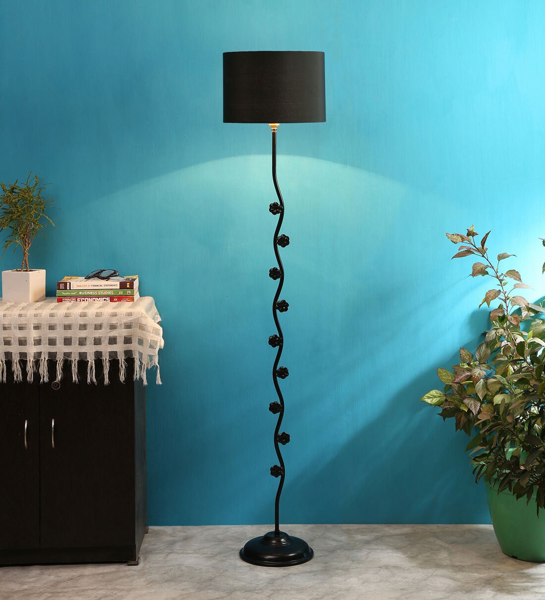 Buy Ryan Black Cotton Shade Club Floor Lamp With Iron Base By New Era At 49 Off By New Era 