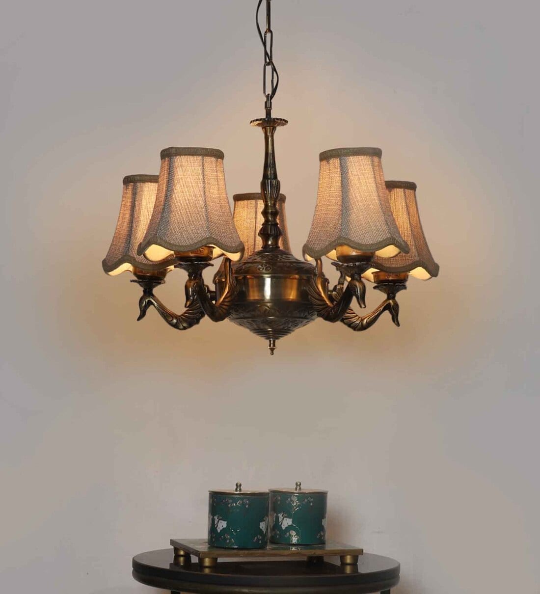 Buy Devansh 05 Lights Beige Vintage shade with Antique Golden