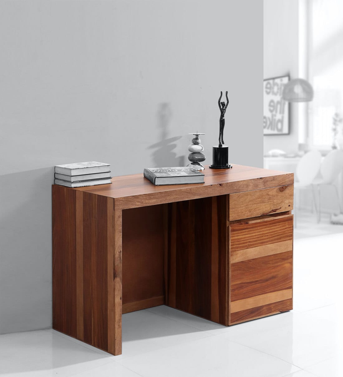 Buy Deven Sheesham Wood Writing Table in Walnut Finish at 51 OFF by