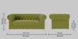 Derby Velvet 2 Seater Sofa In Lime Green Colour