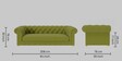 Derby Velvet 3 Seater Sofa In Lime Green Colour