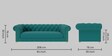 Derby Velvet 3 Seater Sofa In Teal Green Colour