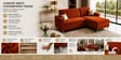Derek 2 Seater LHS Sofa In Orange Color