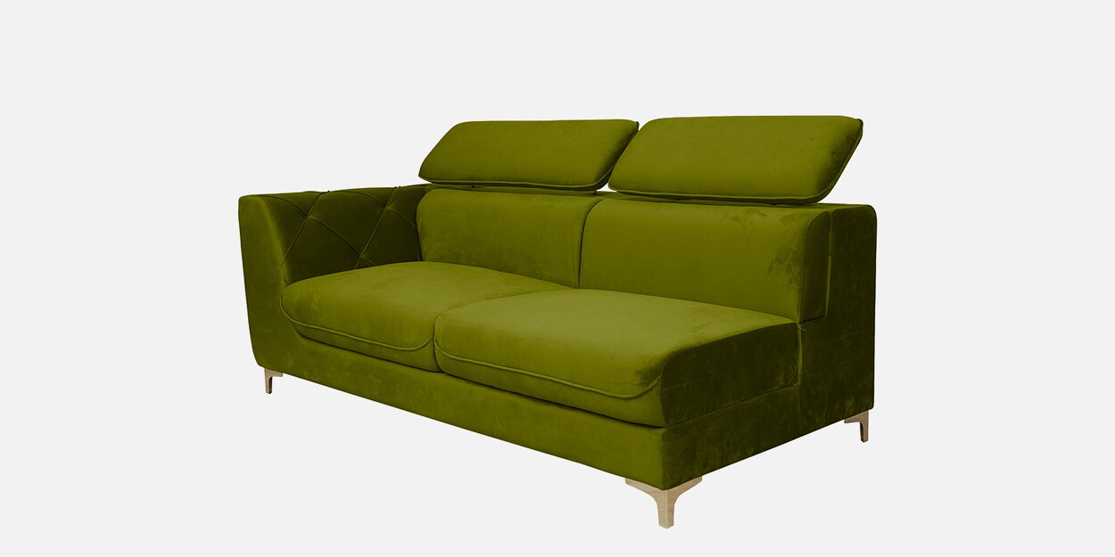 Buy Dellara Velvet LHS Sectional Sofa in Lime Green Colour by Hansa