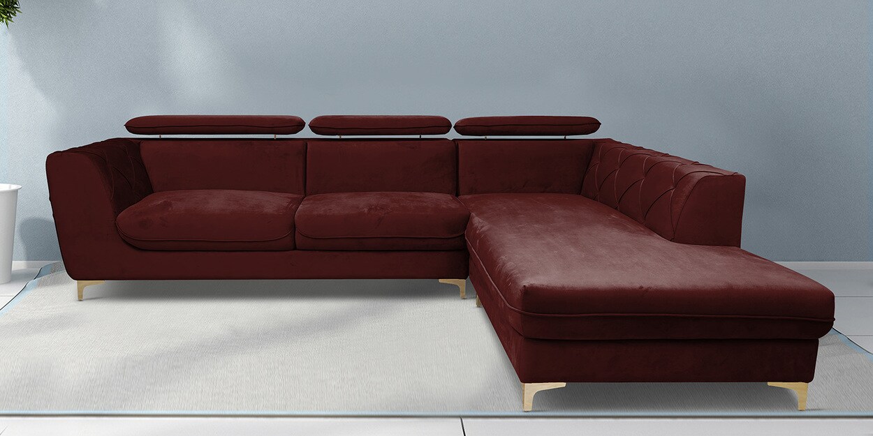 Buy Dellara 3 Seater LHS Sectional Sofa In Rust Color By Hansa Palace