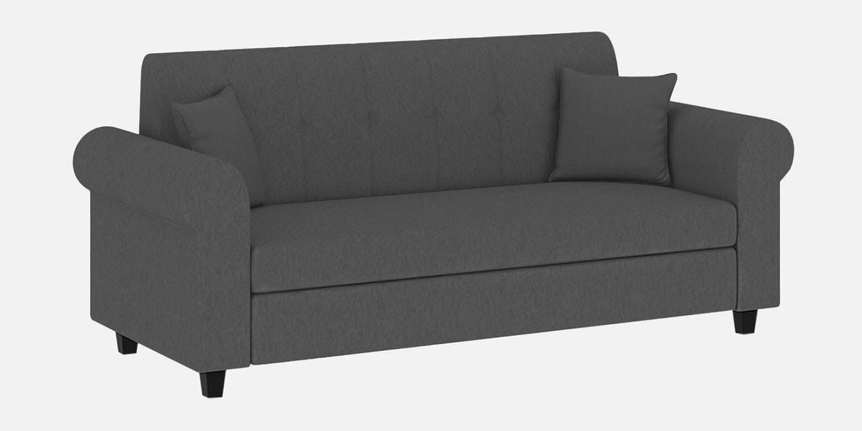 Buy Derado Fabric 3 Seater Sofa In Charcoal Grey Colour By Febonic Online Rolled Arms Sofa 3503