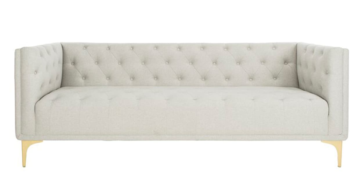 Buy Derby Fabric 3 Seater Sofa in Light Grey Colour by Adorn Homez