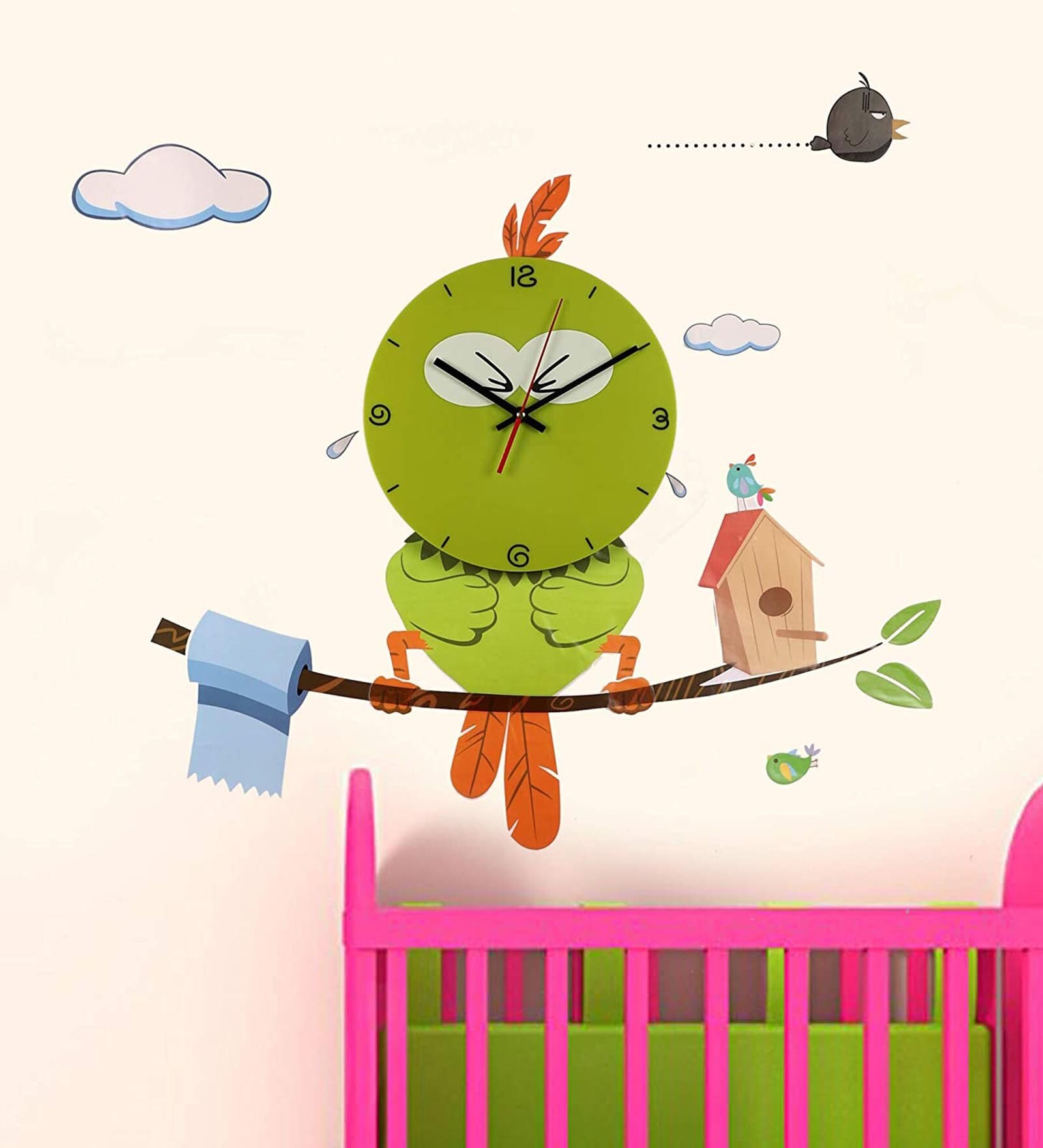 Multicolor PVC Decal Angry Kids Wall Clock