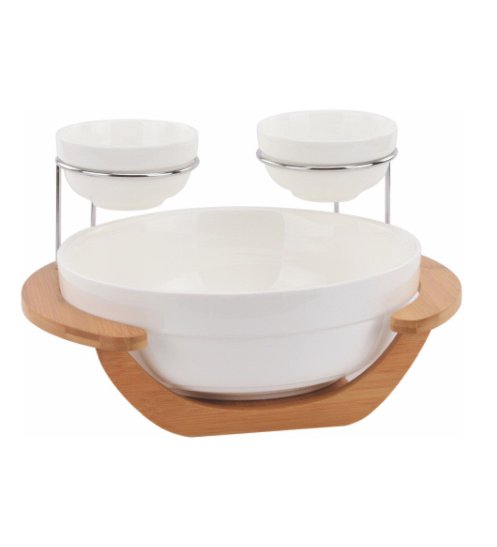 Buy Deco Pride Wood & Ceramic Serving Platter with Bowls - Set of 4 ...