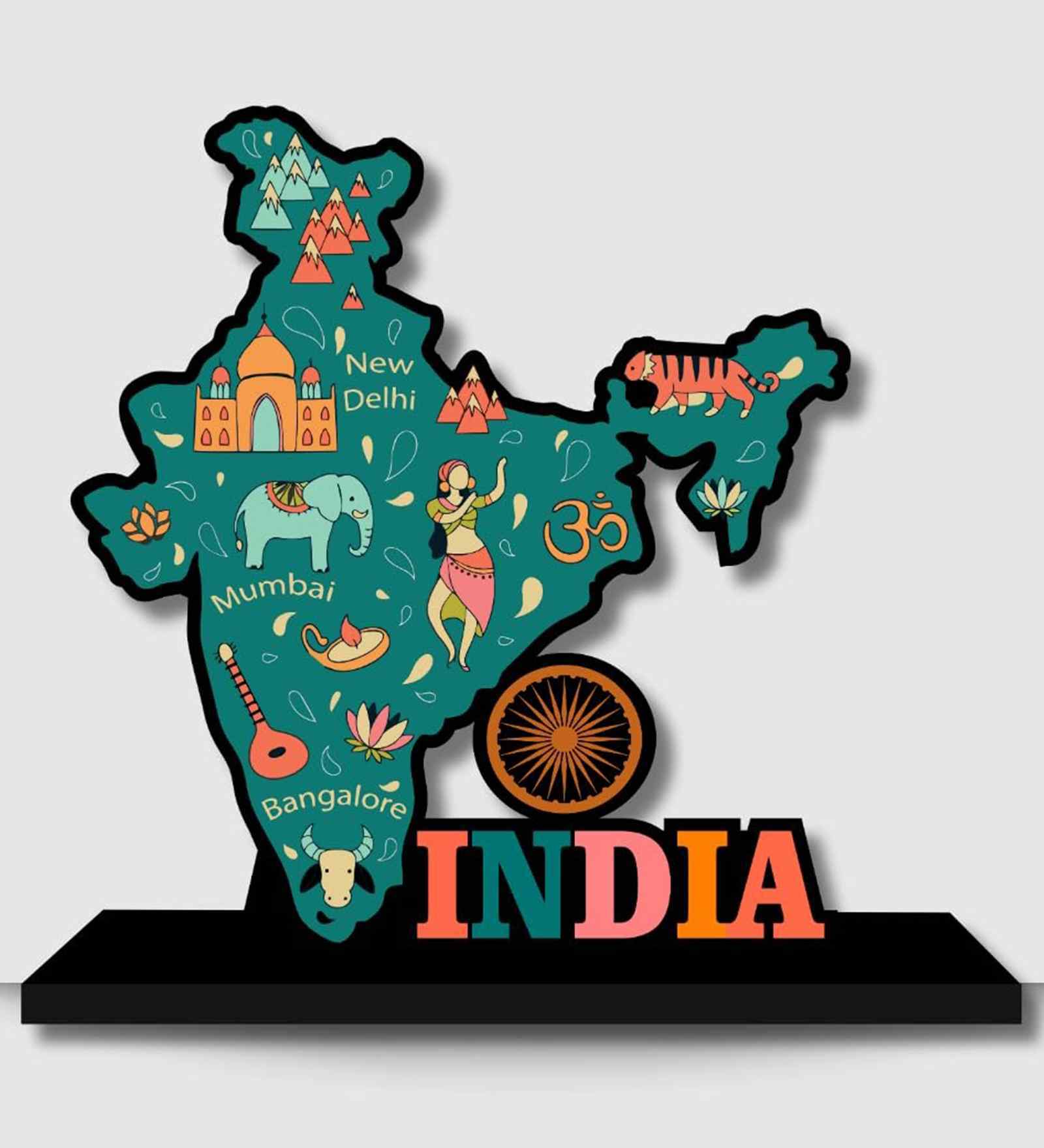 India Map Wooden Sign Decor Showpiece India Map Wooden Sign Decor Showpiece