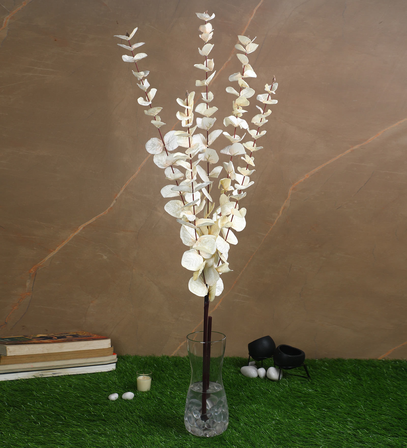 White Velvet Velvet Eucalyptus Artificial Flowers