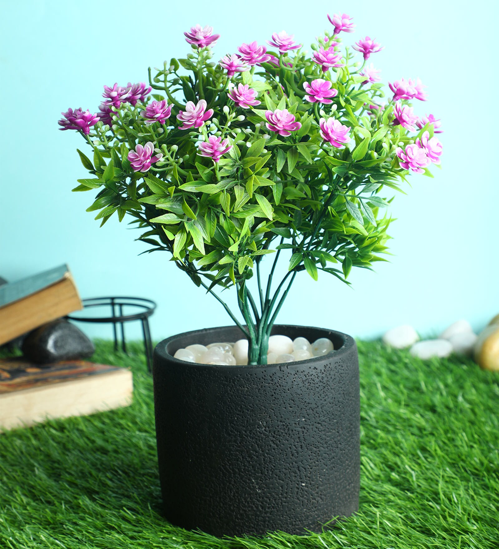 Pink PVC Artificial Flower Bunch without Pot Pack of 2