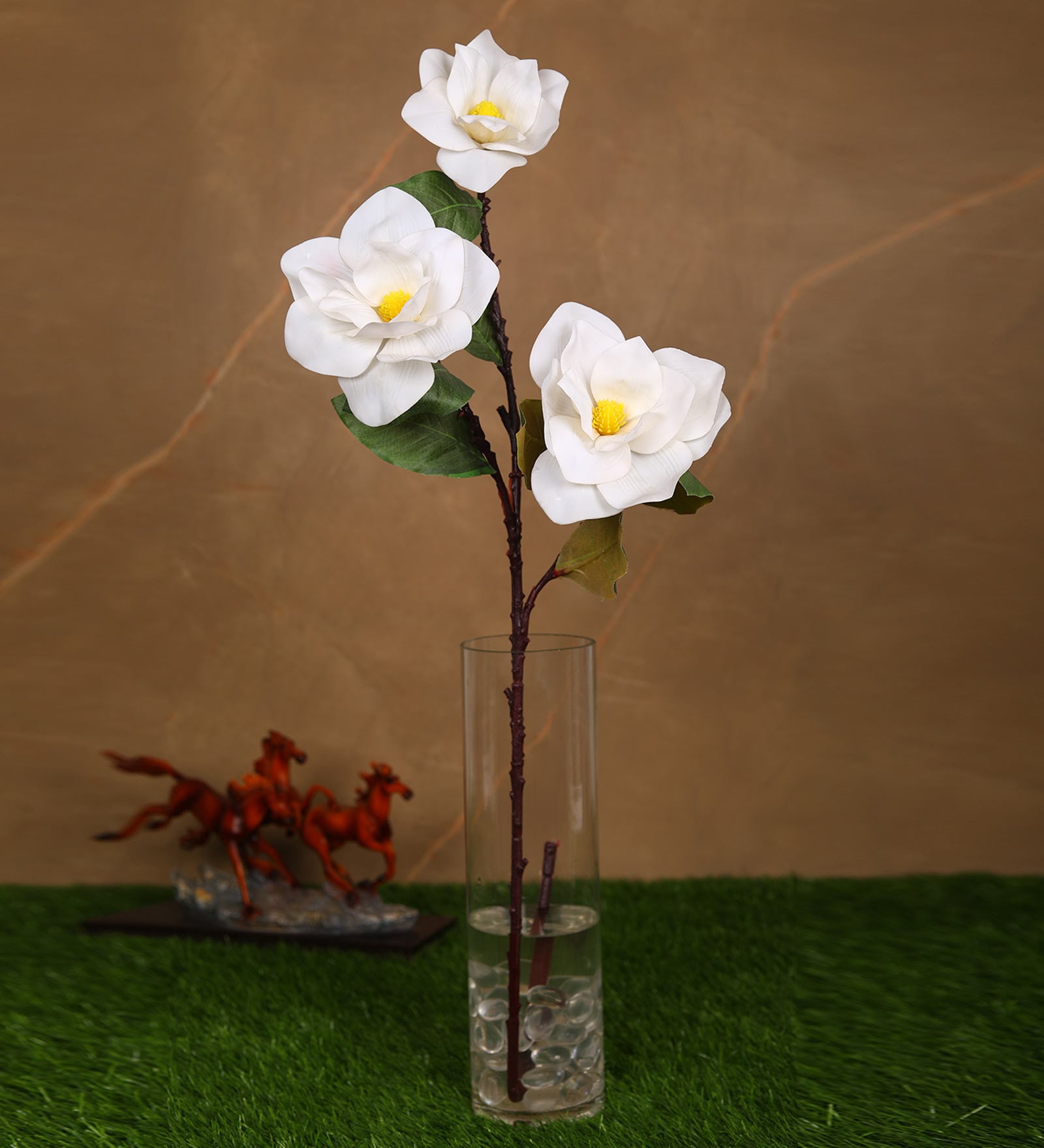 White Polyurethane Magnolia Artificial Flower