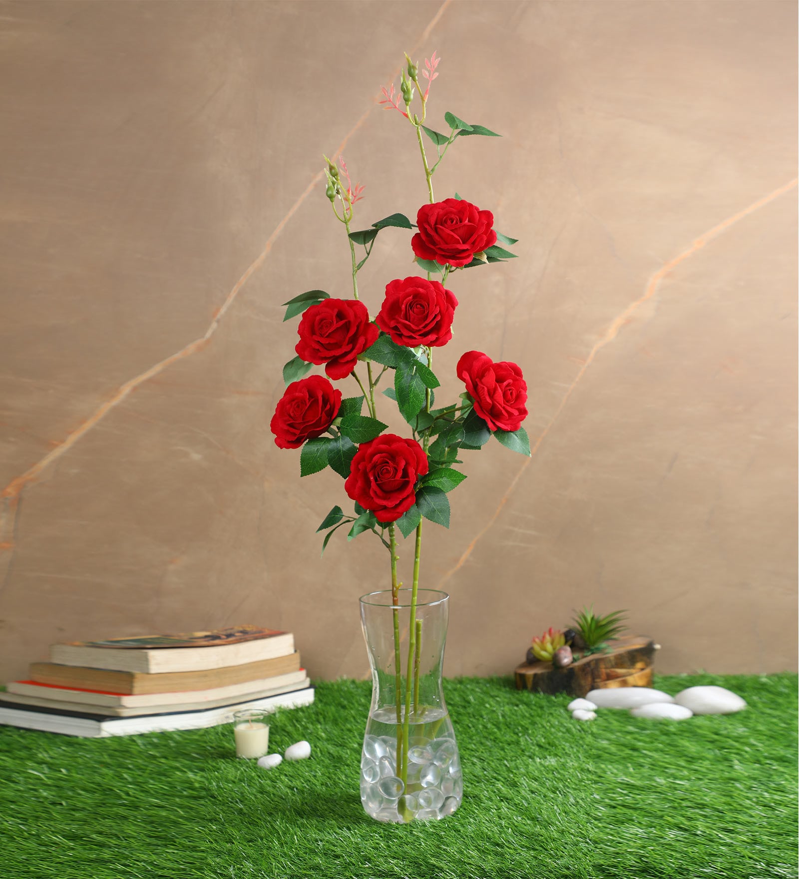 Red Velvet Rose Artificial Flower Pack of 2