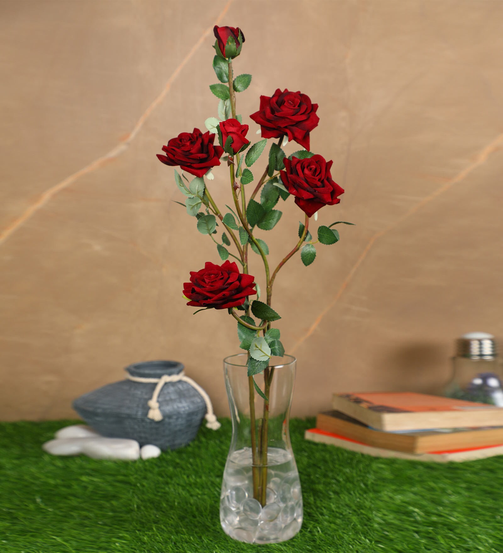 Maroon Velvet Rose Artificial Flower s Pack of 2