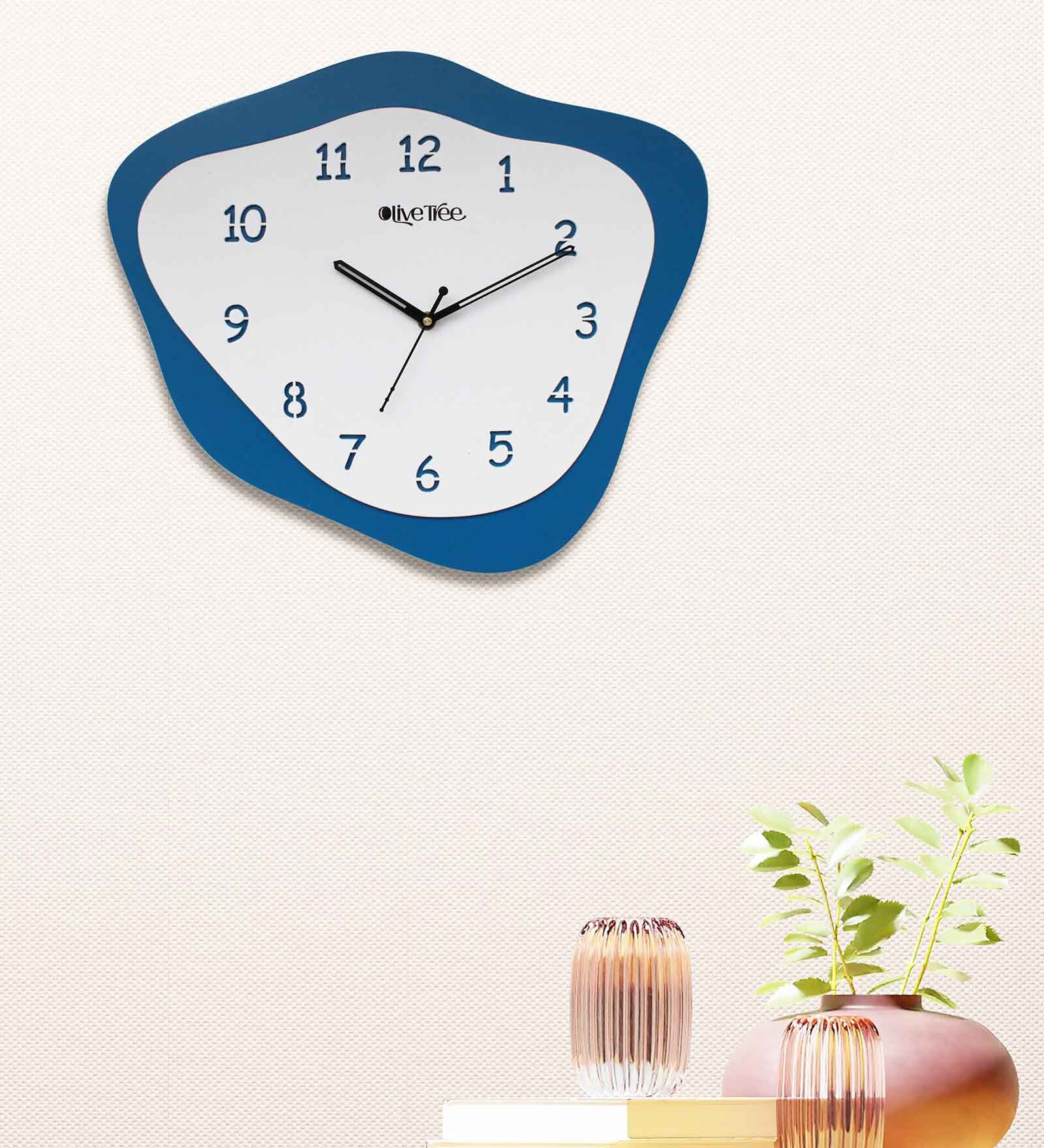 Adrian Blue Engineered Wood Wall Clock