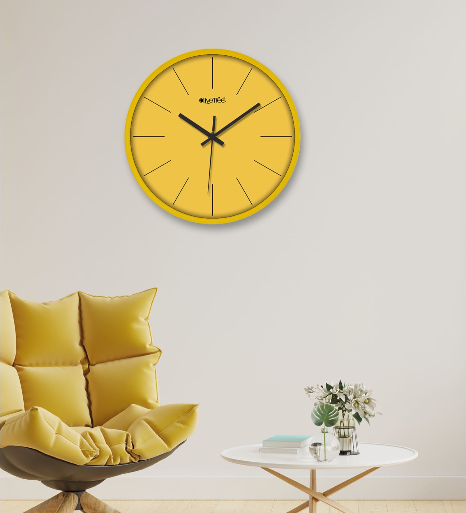 William Yellow ABS Plastic Wall Clock