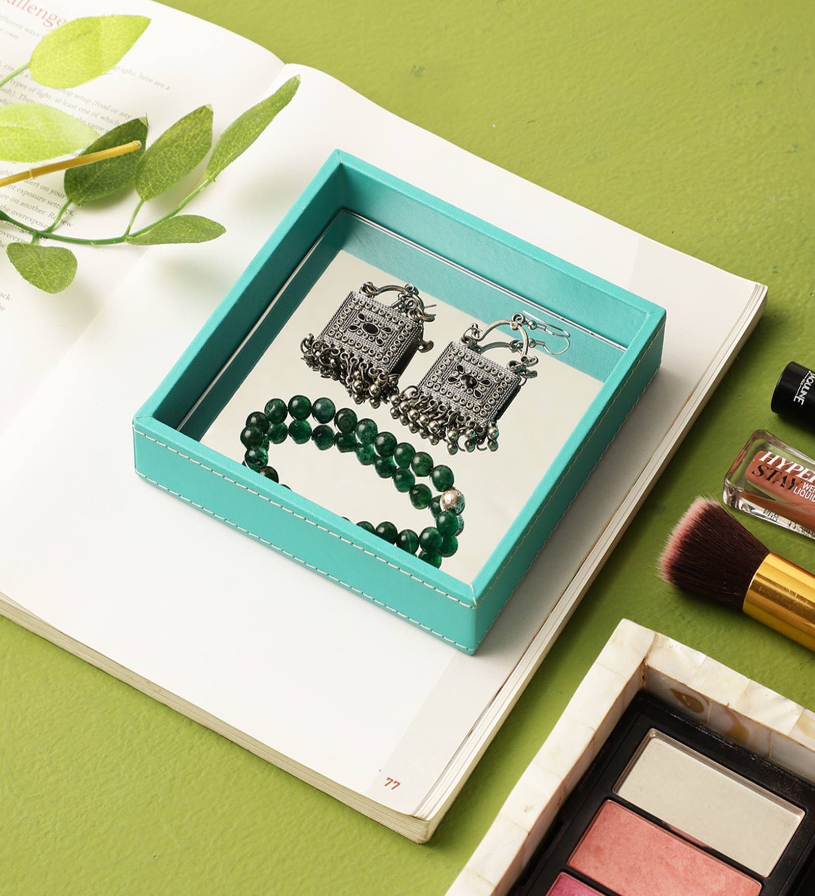 Trinket Aqua Green Glass Jewellery Organiser