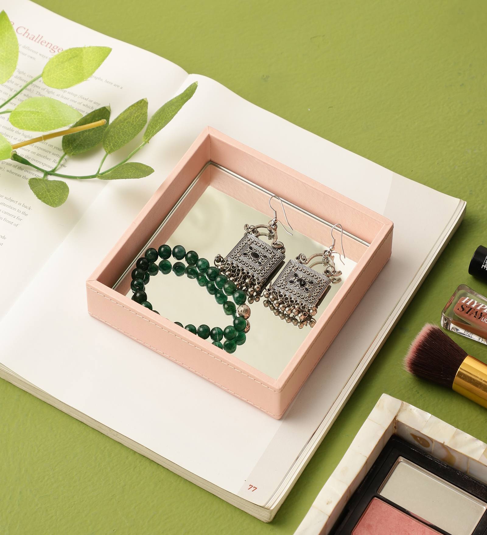 Trinket Pink Glass Jewellery Organiser