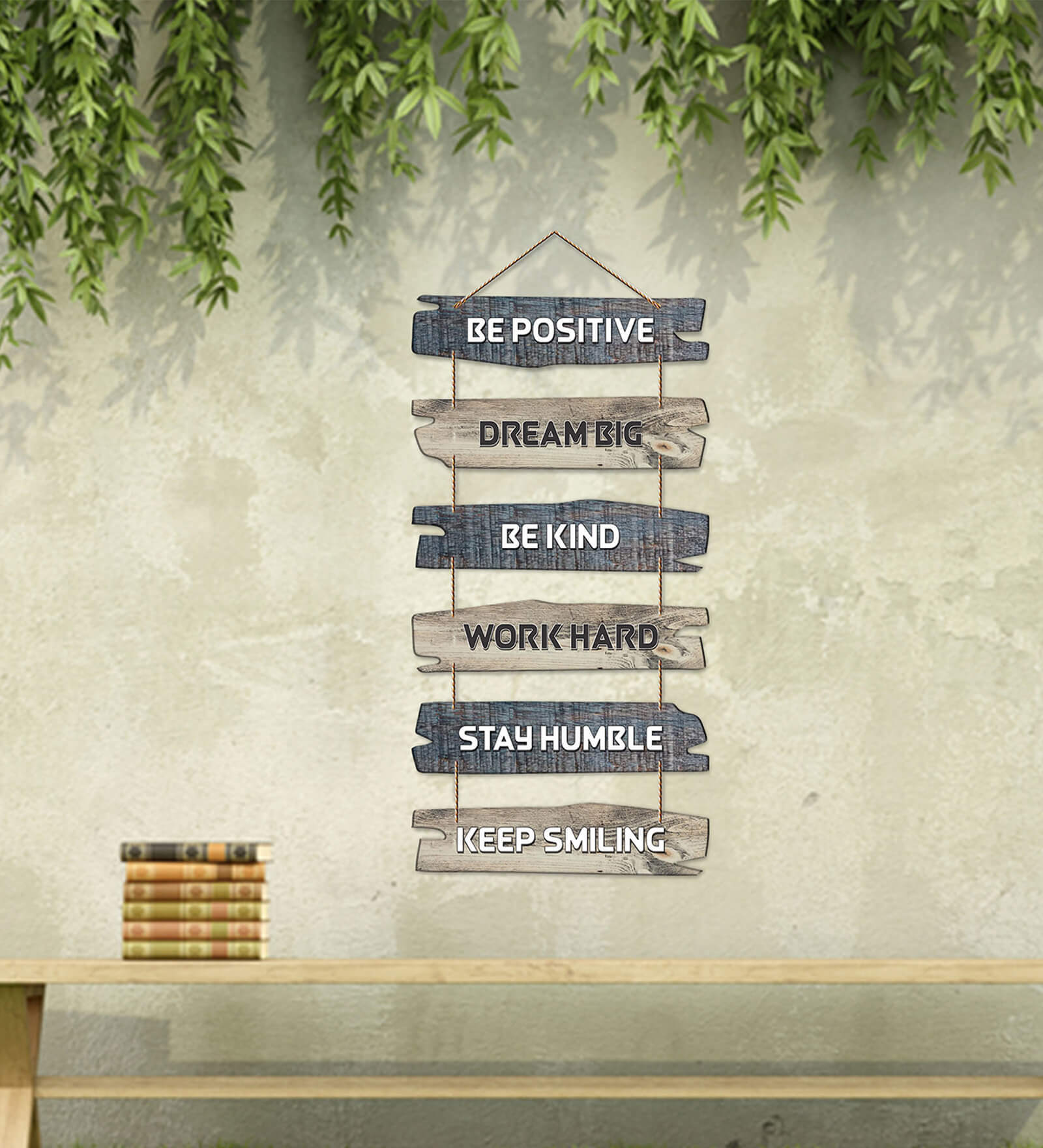 Decorative Multicolour Engineered Wood Wall Hanging Quotes