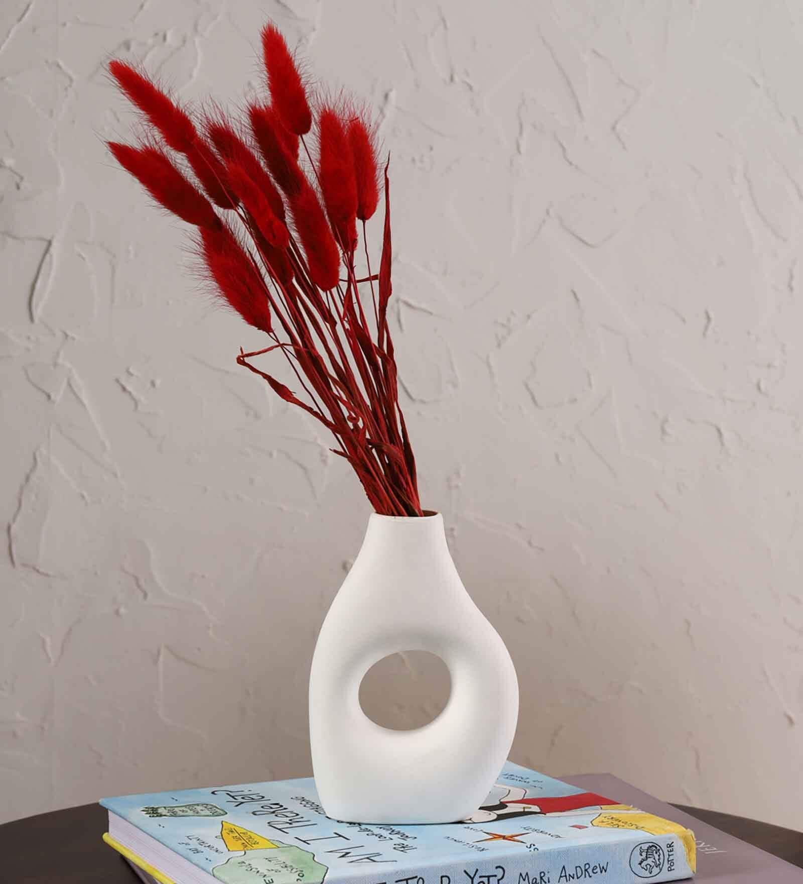 Decorative Nordic Donut White Ceramic Vase