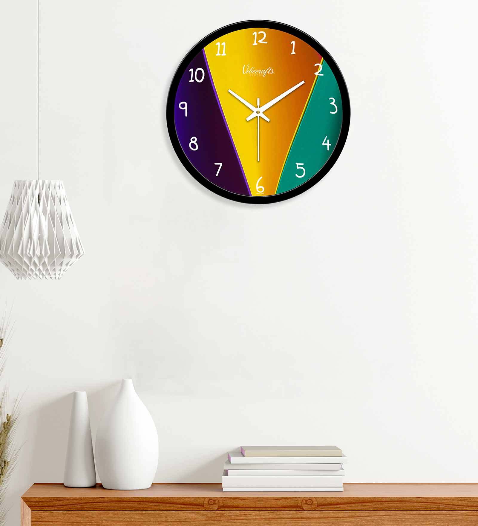 Decorative Plastic Wall Clock In Yellow