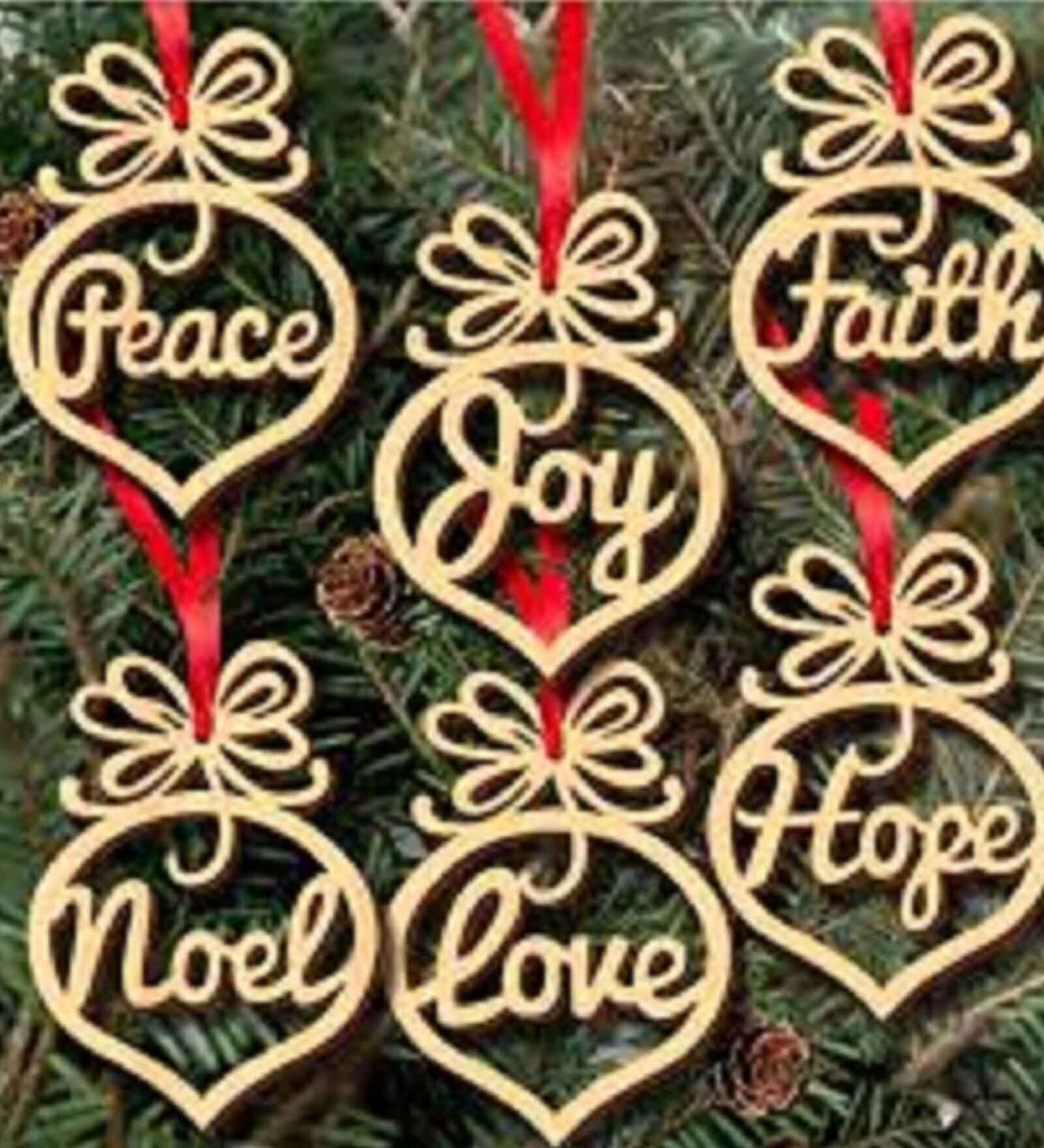 Brown & Red Engineered Wood Christmas Tree Cutouts (Pack of 6) Wall Hangings