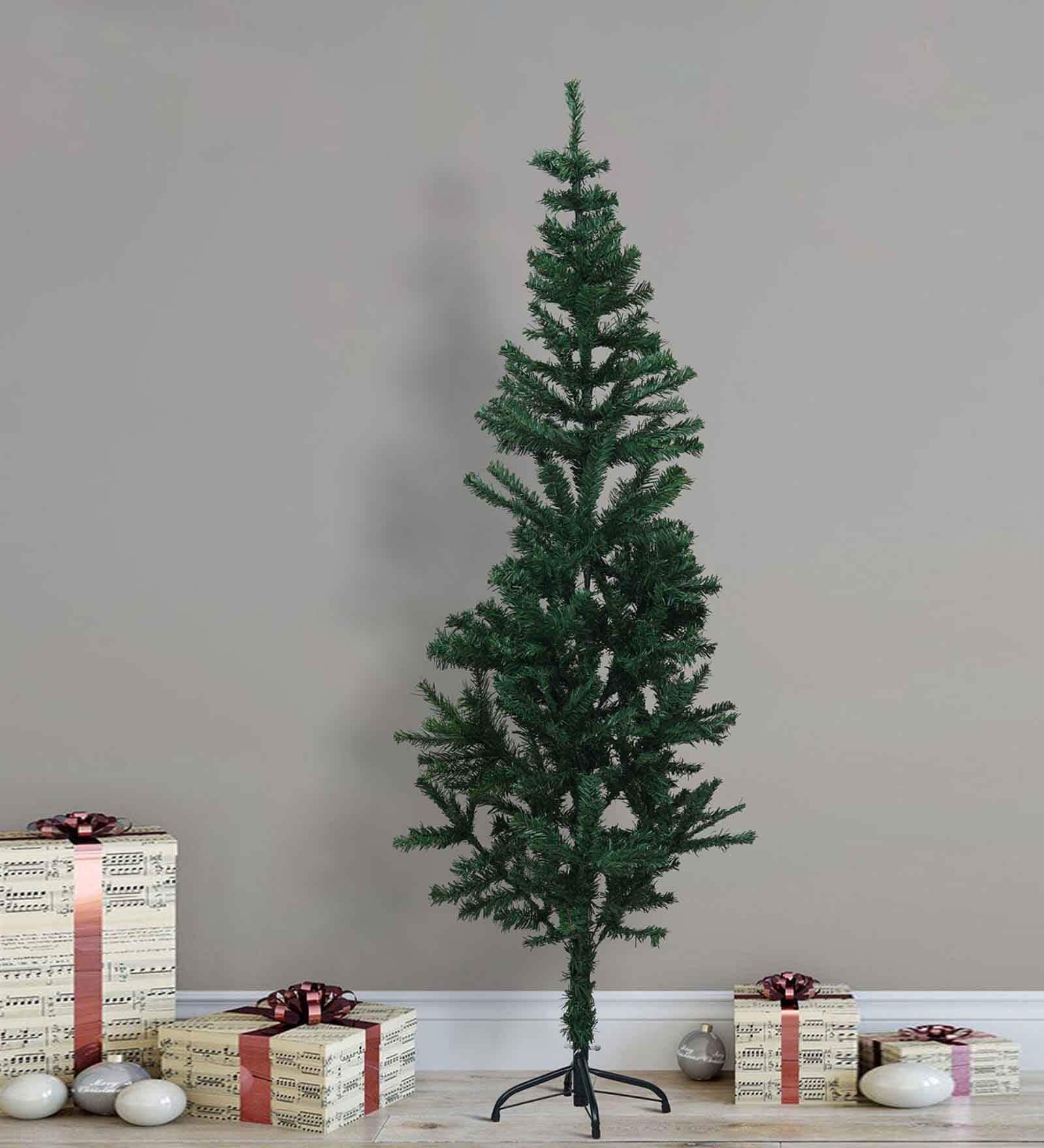 Green Plastic 5 Feet Artificial Xmas Tree With Metal Stand