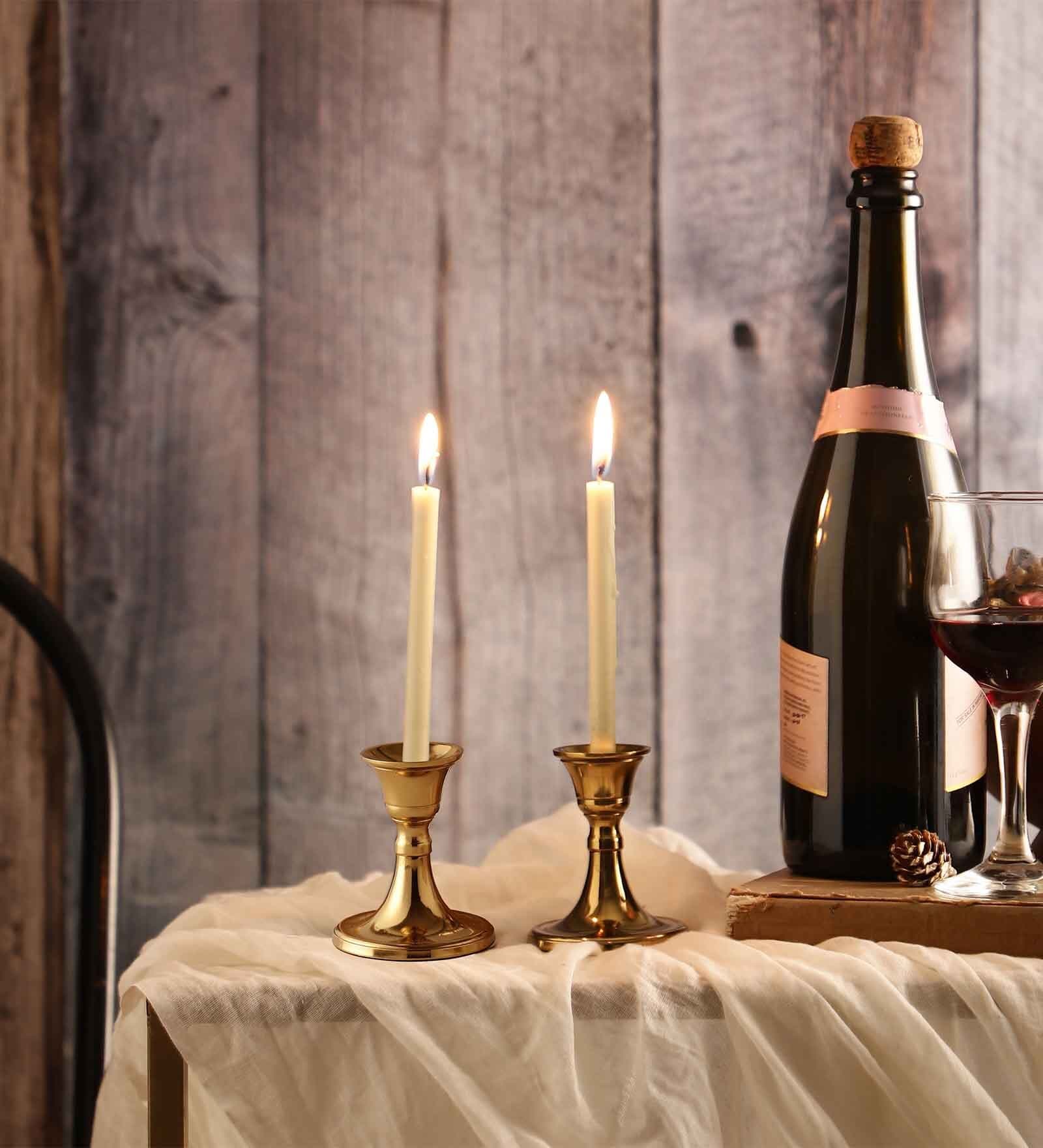 Decorative Set Of 2 Gold Aluminium Candle Holder