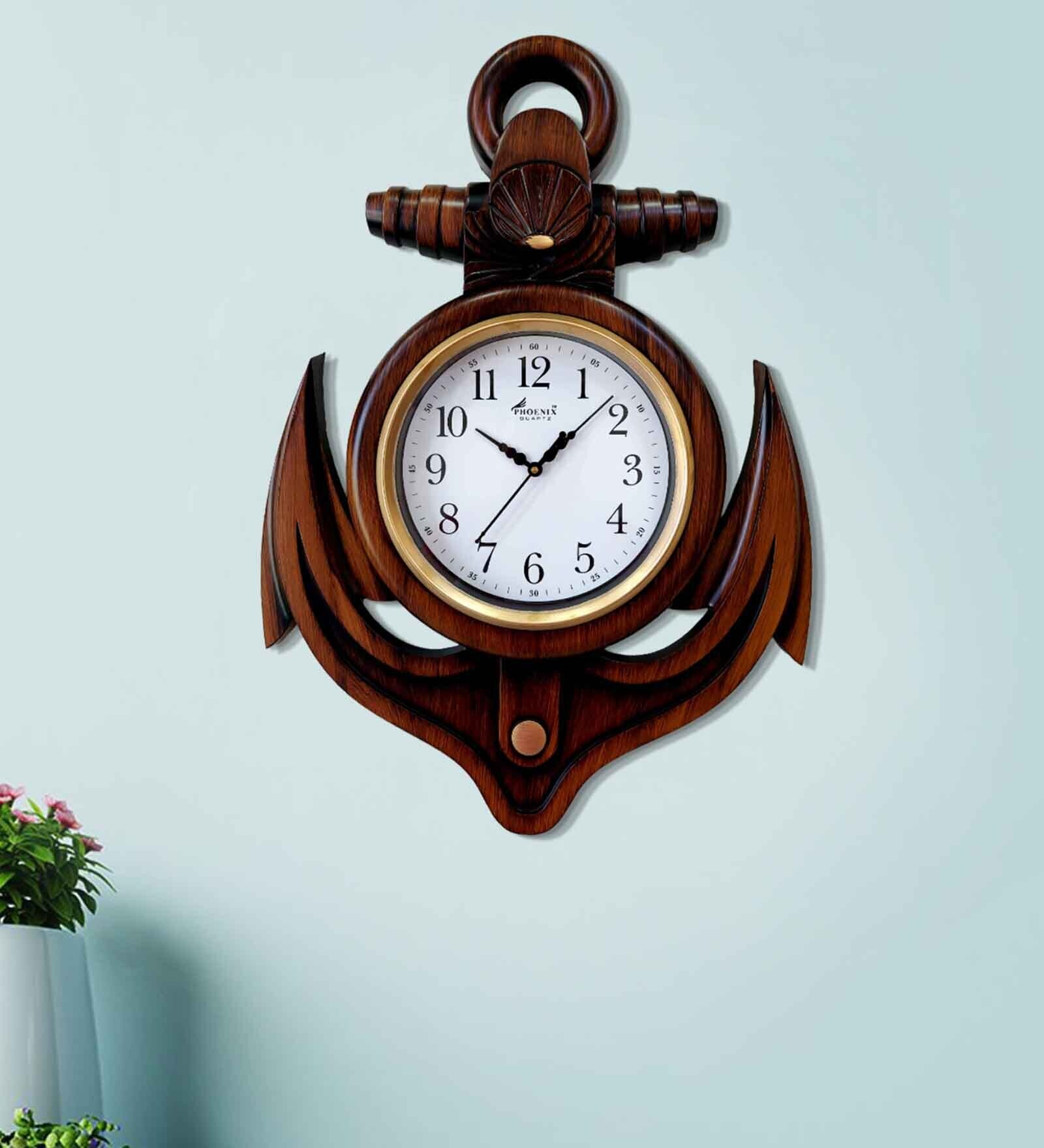 Brown Plastic Decorative Style Wall Clock